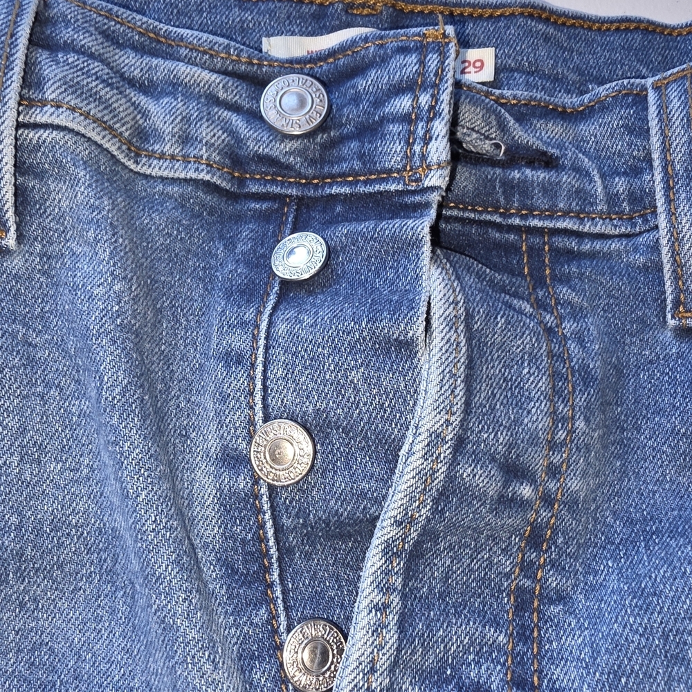 Levi's Wedgie Straight Blue -Jeans Button Fly Classic 5 Pocket Design High Rise - Picture 5 of 12